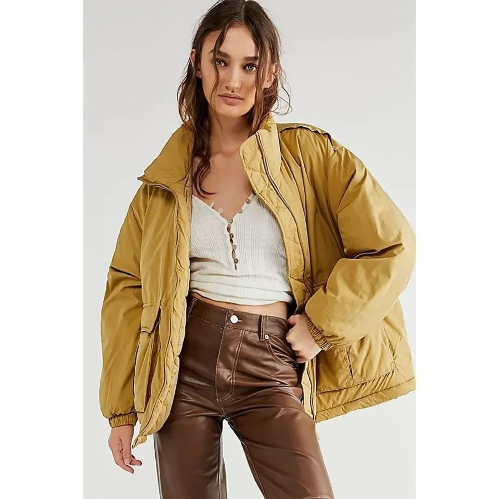 New Free People Duvet Bomber Jacket Honey Size Large